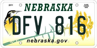 NE license plate DFV816