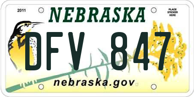 NE license plate DFV847