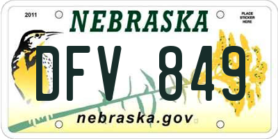 NE license plate DFV849