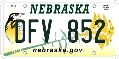 NE license plate DFV852