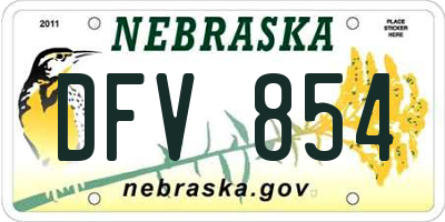 NE license plate DFV854