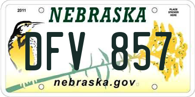 NE license plate DFV857