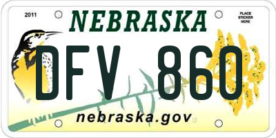 NE license plate DFV860
