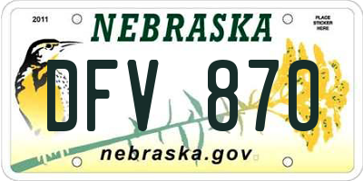 NE license plate DFV870