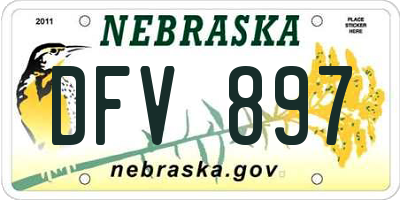 NE license plate DFV897
