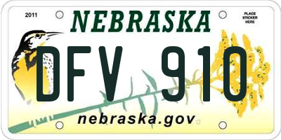 NE license plate DFV910