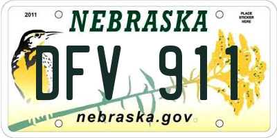 NE license plate DFV911