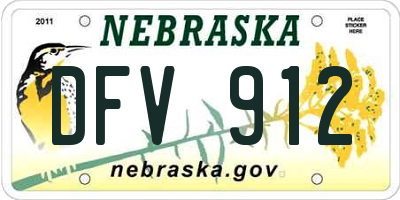 NE license plate DFV912