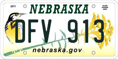 NE license plate DFV913