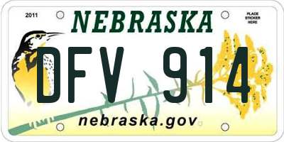 NE license plate DFV914