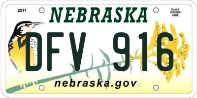 NE license plate DFV916