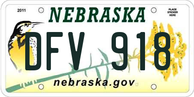 NE license plate DFV918
