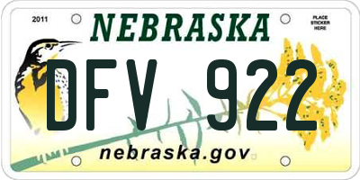 NE license plate DFV922