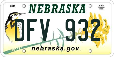 NE license plate DFV932