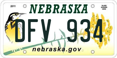 NE license plate DFV934
