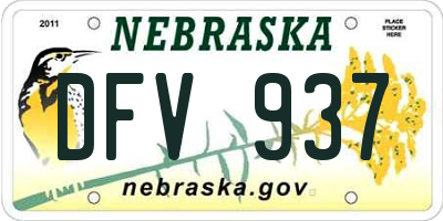 NE license plate DFV937