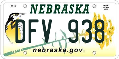 NE license plate DFV938