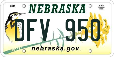NE license plate DFV950