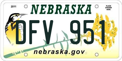 NE license plate DFV951