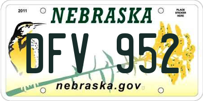 NE license plate DFV952
