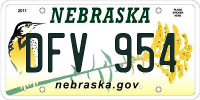 NE license plate DFV954