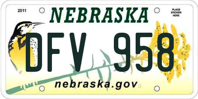 NE license plate DFV958