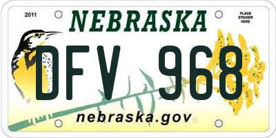 NE license plate DFV968