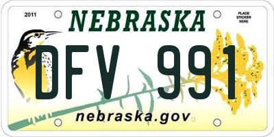 NE license plate DFV991