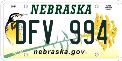 NE license plate DFV994