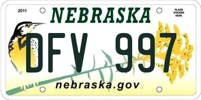 NE license plate DFV997