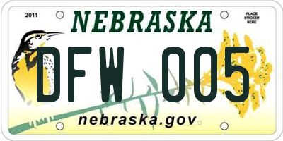 NE license plate DFW005