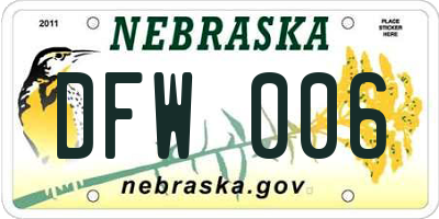 NE license plate DFW006