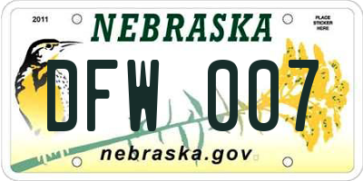 NE license plate DFW007