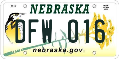 NE license plate DFW016