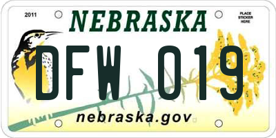 NE license plate DFW019