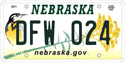 NE license plate DFW024