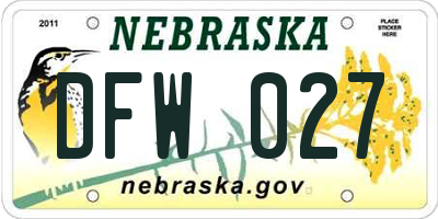 NE license plate DFW027