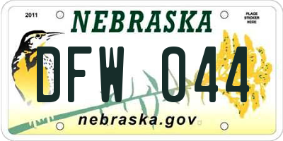 NE license plate DFW044