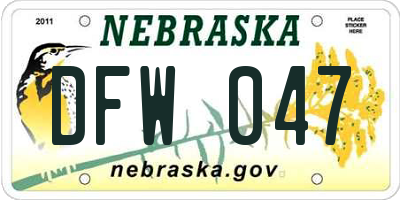 NE license plate DFW047