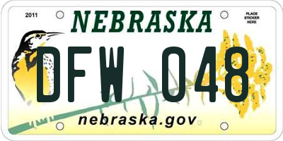 NE license plate DFW048