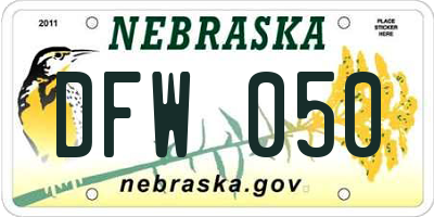 NE license plate DFW050