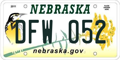 NE license plate DFW052