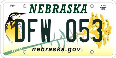 NE license plate DFW053