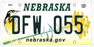 NE license plate DFW055