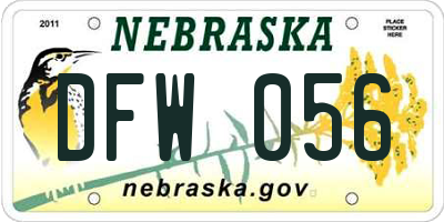 NE license plate DFW056