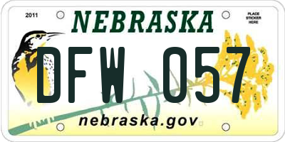 NE license plate DFW057