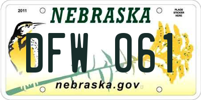 NE license plate DFW061