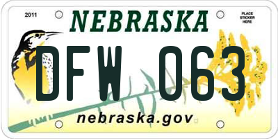 NE license plate DFW063