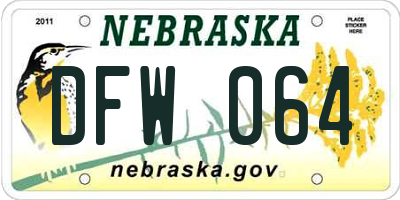 NE license plate DFW064