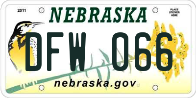 NE license plate DFW066